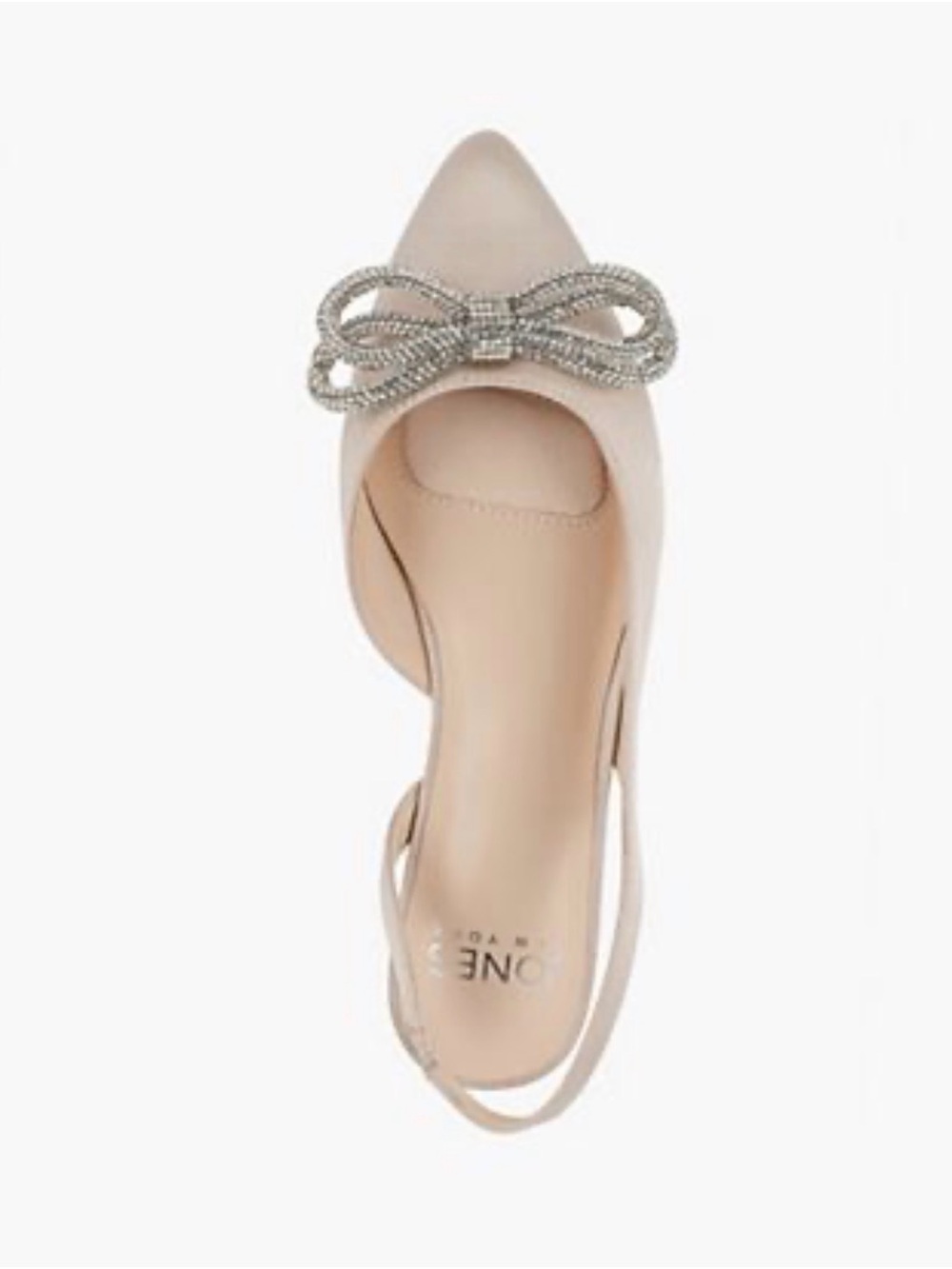 Jones New York Blush Nude Slingback Pointed Flats with Crystal Loop